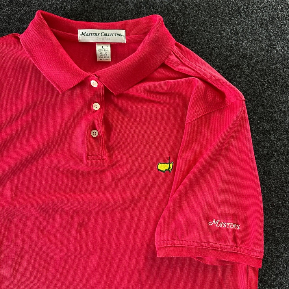 Masters Collection Ladies Red Pima Cotton Polo Shirt Size Large Golf Tournament